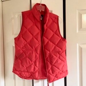 J Crew red-orange women's quilted vest, small
